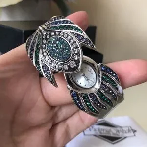VICTORIA WIECK Peacock Drusy Cuff Bracelet Watch VICTORIA WIECK Peacock Drusy Cuff Bracelet Watch main image 3